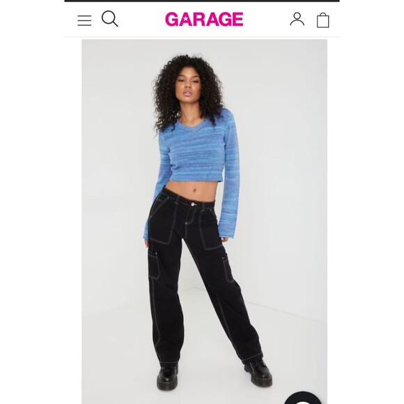 Ivy Space Died Cropped V-Neck Flared SleeveSweater Garage Extra Small Y2K Grunge - Picture 1 of 7